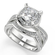 Valery Halo Pave 4 Prong Cushion Cut Diamond Engagement Ring - Nivetta
